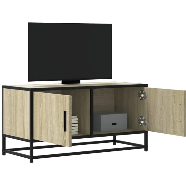 vidaXL Tv-meubel 80x34,5x40 cm bewerkt hout metaal sonoma eikenkleurig, foto 2