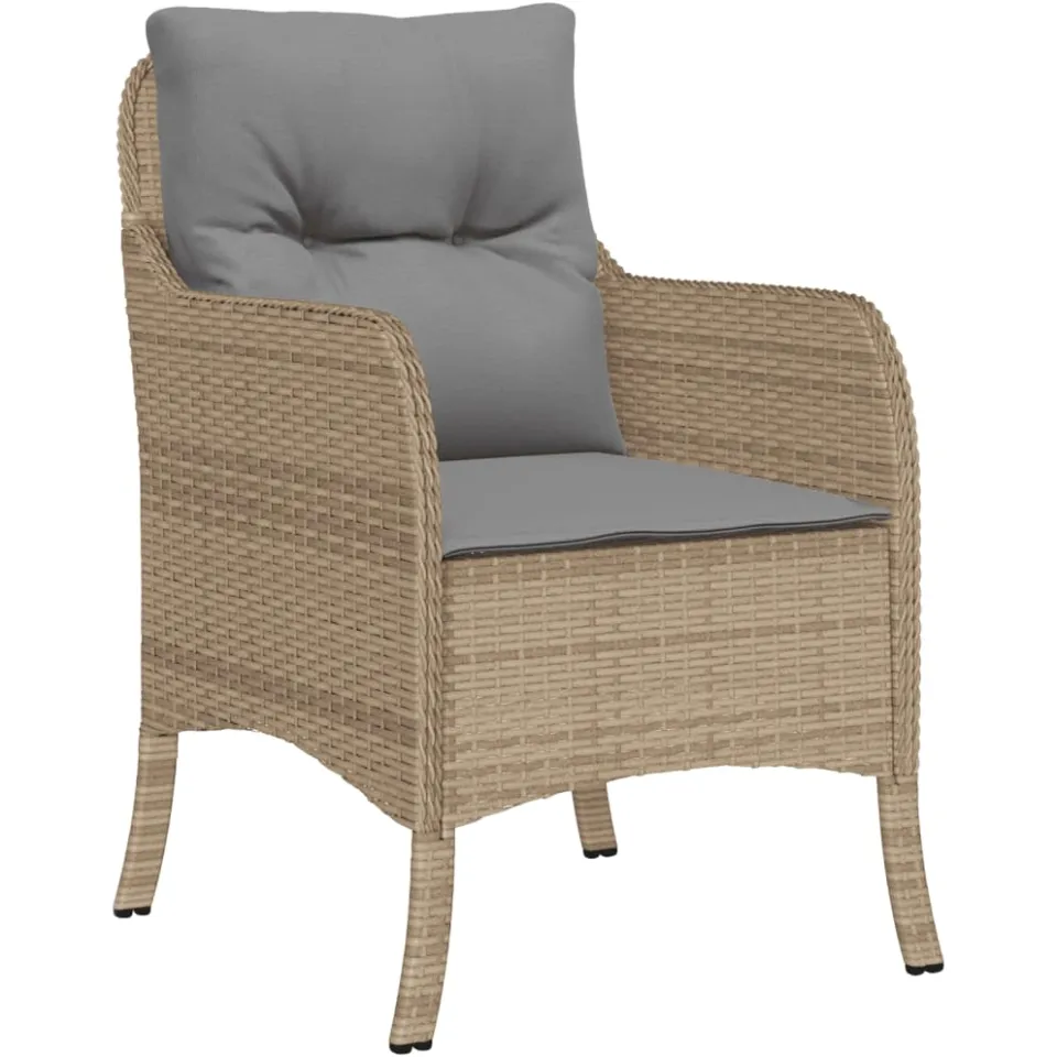 vidaXL 9-delige Tuinset met kussens poly rattan beige, foto 3