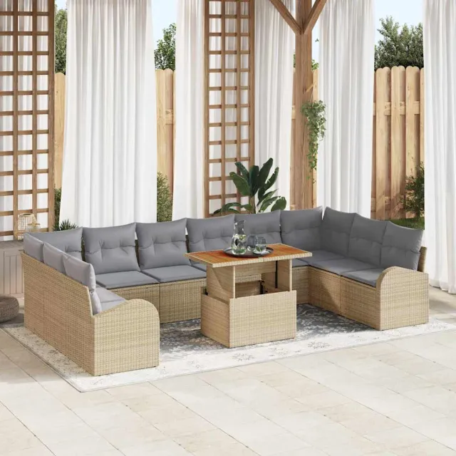 vidaXL Tuin Sofa Set 11 st Beige Poly riet