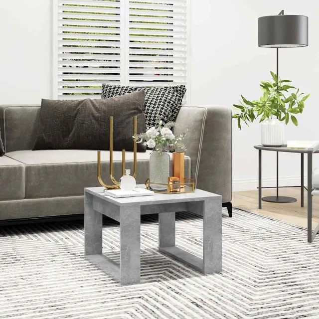 vidaXL Bijzettafel 50x50x35 cm bewerkt hout betongrijs grijs, foto 2