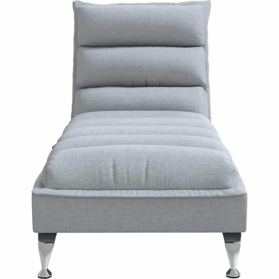 vidaXL Massage chaise longue met kussens stof lichtgrijs grijs, foto 4