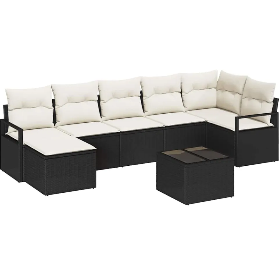 vidaXL Bankstel 8 st Zwart poly rattan