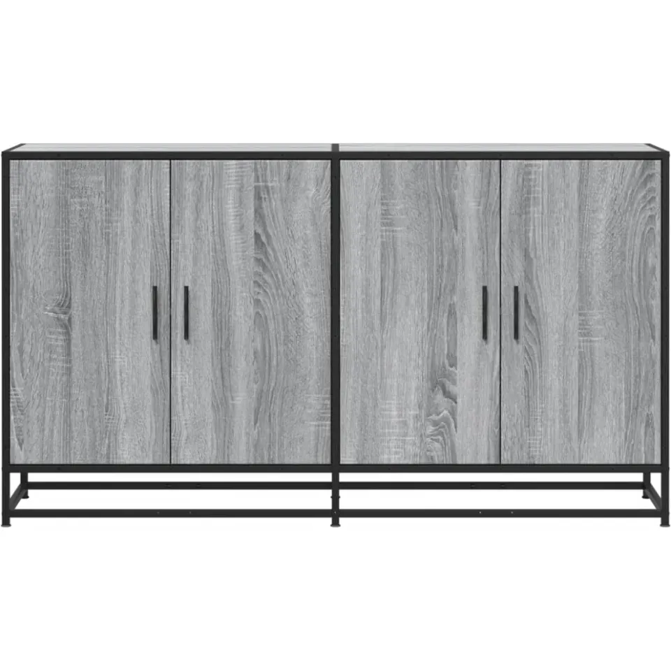 vidaXL Dressoir 134x35x76 cm bewerkt hout grijs sonoma eikenkleurig, foto 4