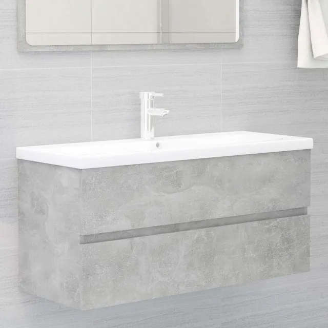 vidaXL Wastafelkast 100x38,5x45 cm bewerkt hout betongrijs grijs, foto 2