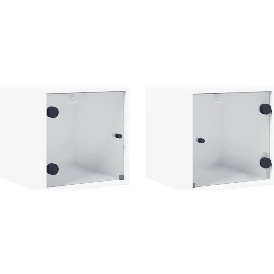 vidaXL Nachtkastjes met glazen deuren 2 st 35x37x35 cm wit