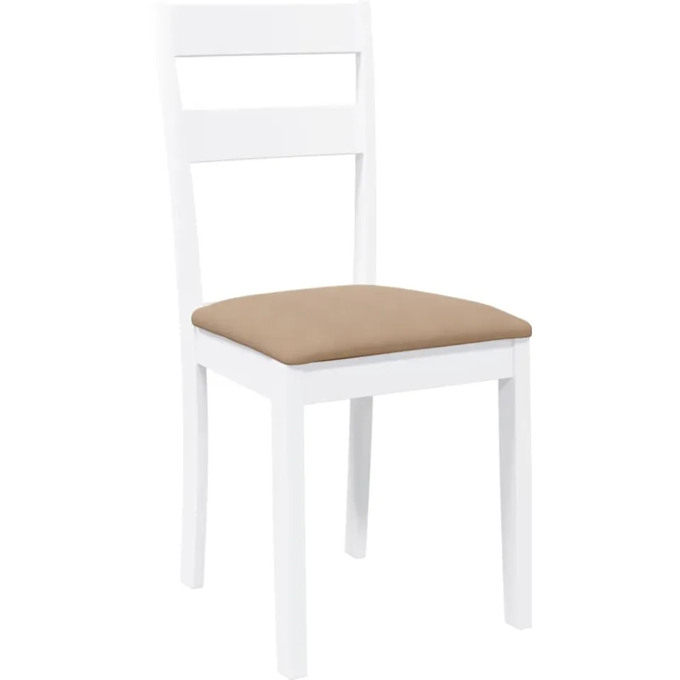 vidaXL Eetkamerstoelen met kussens 2 st massief hout rubber wit, foto 4