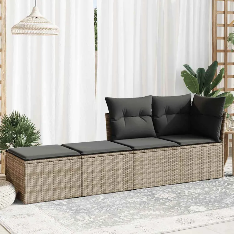 vidaXL 2-delige Loungeset met kussens poly rattan acacia grijs, foto 3