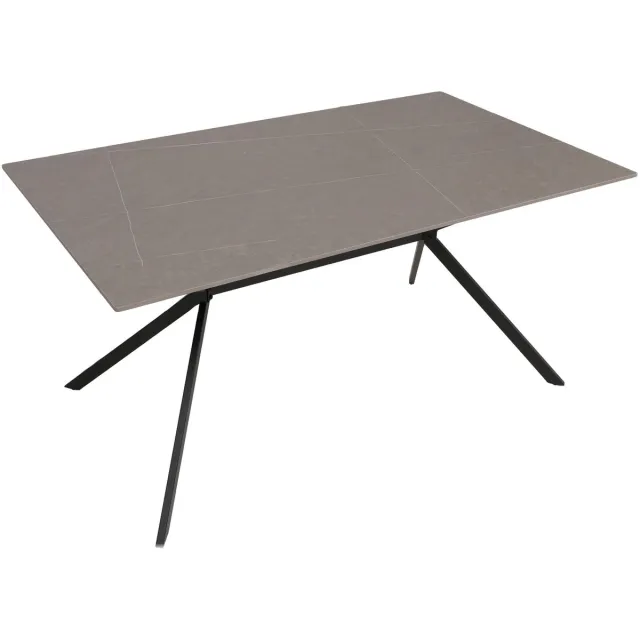 MCW Eettafel MCW-O58, eettafel van gesinterd metaal, marmerlook 160 cm ~ grijs