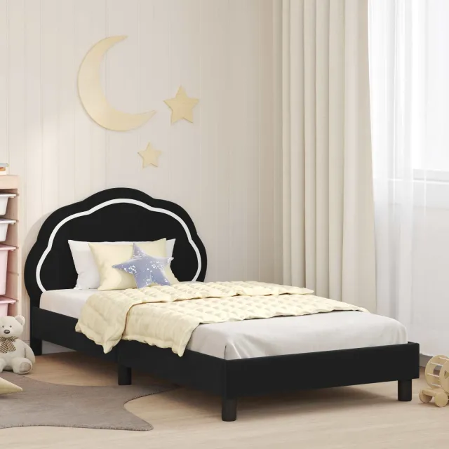 vidaXL Bedframe voor kinderen met hoofdbord Zwart 80 x 200 cm Fluweel
