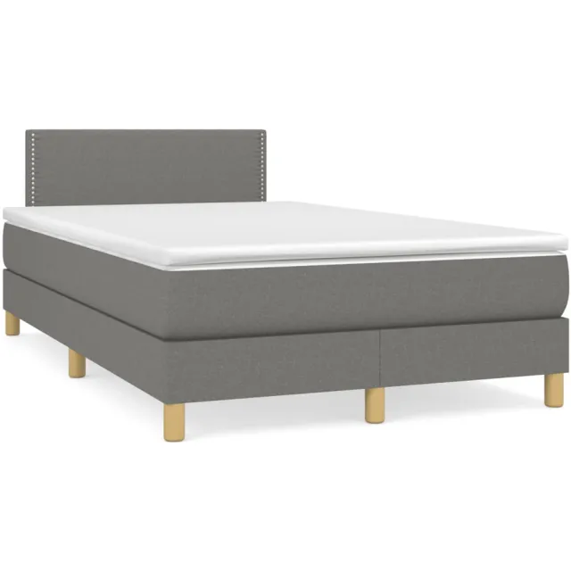 vidaXL Boxspring met matras en LED stof donkergrijs 120x190 cm grijs