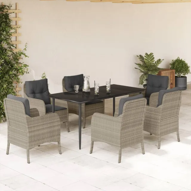 vidaXL 7-delige Tuinset met kussens poly rattan grijs, foto 2