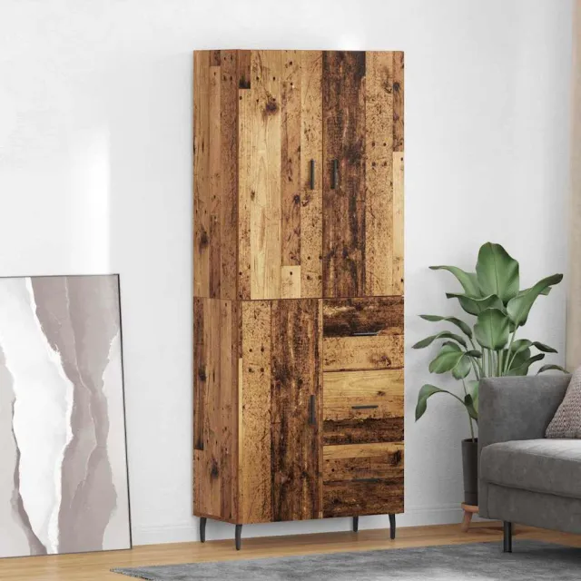 vidaXL Hoge kast 2 st Oud Hout 69,5 x 34 x 180 cm Bewerkt hout Bruin