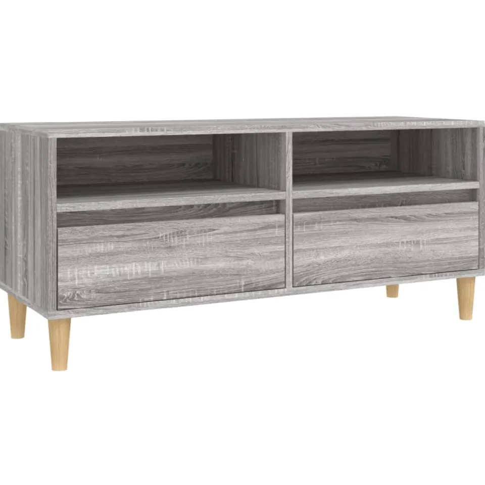 vidaXL Tv-meubel 100x34,5x44,5 cm bewerkt hout grijs sonoma eikenkleur