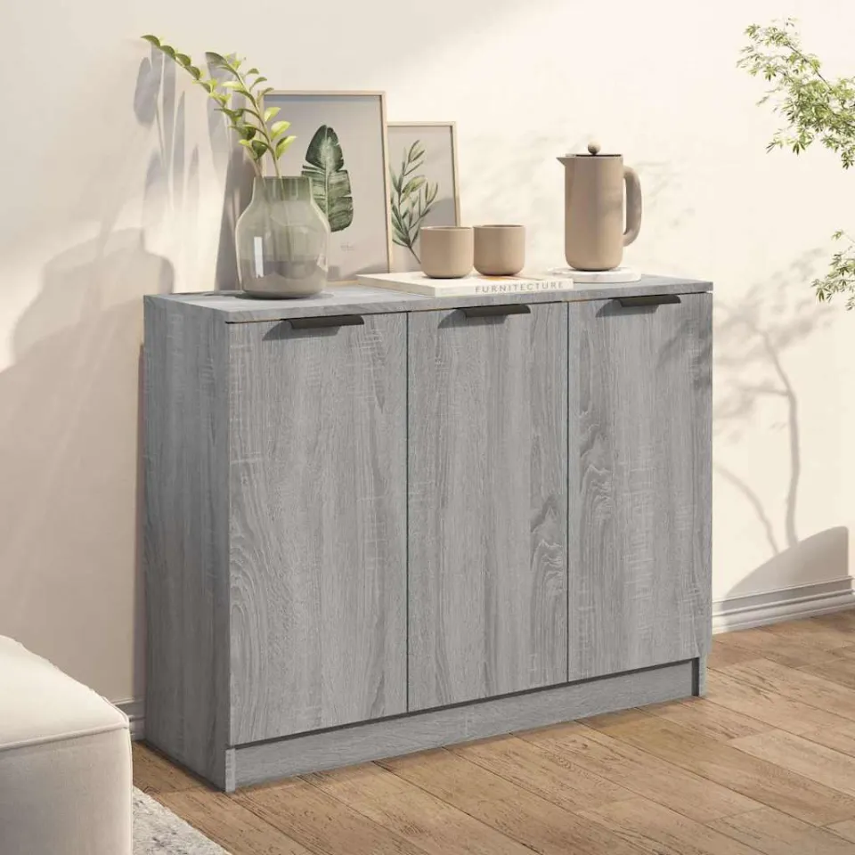 vidaXL Dressoir 90,5x30x70 cm bewerkt hout grijs sonoma eikenkleurig, foto 3