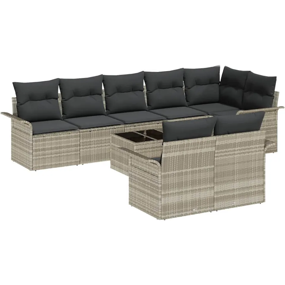 vidaXL Tuin Sofa Set 9 st Lichtgrijs poly rattan