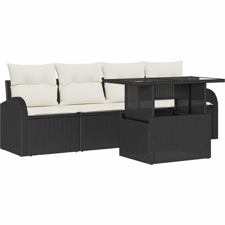 vidaXL Tuin Sofa Set 5 st Zwart Poly riet