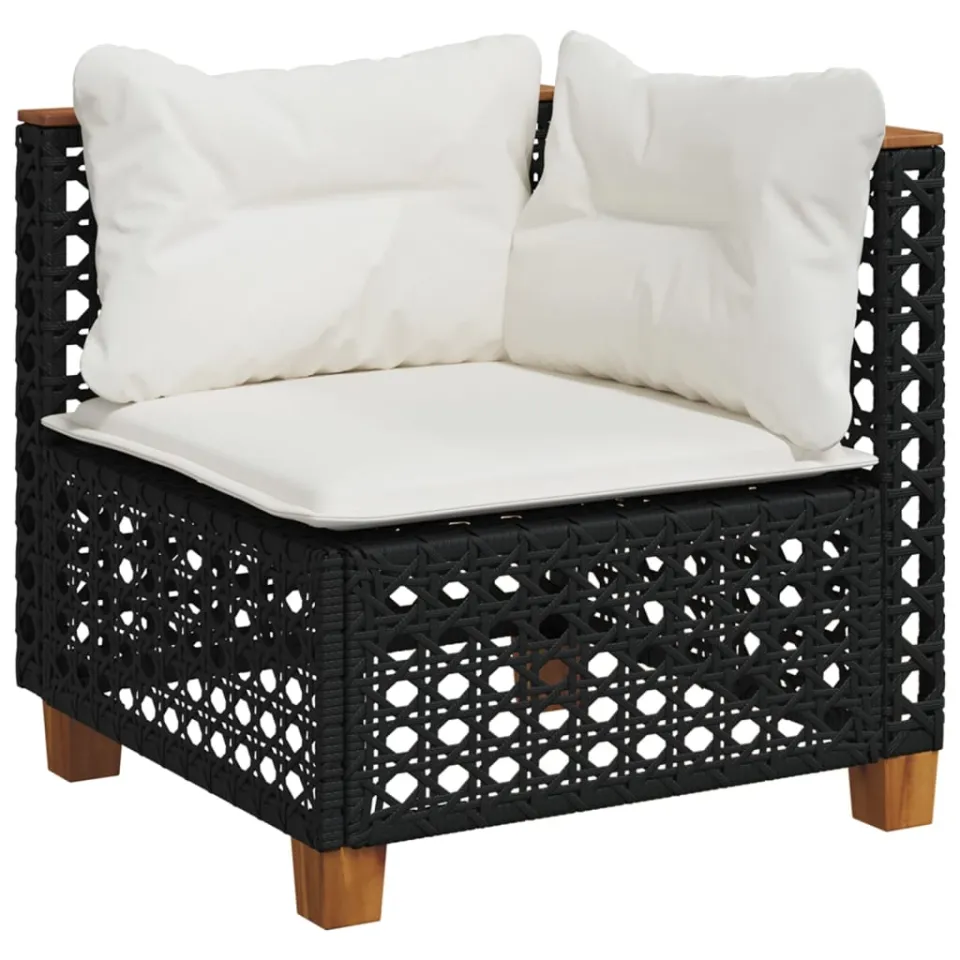 vidaXL 6-delige Loungeset met kussens poly rattan zwart, foto 3