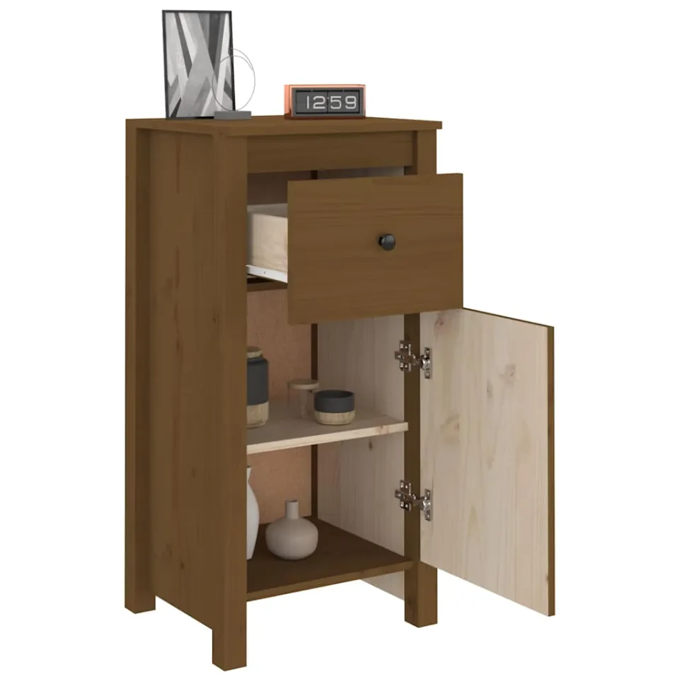 vidaXL Dressoir 40x35x80 cm massief grenenhout honingbruin bruin, foto 2