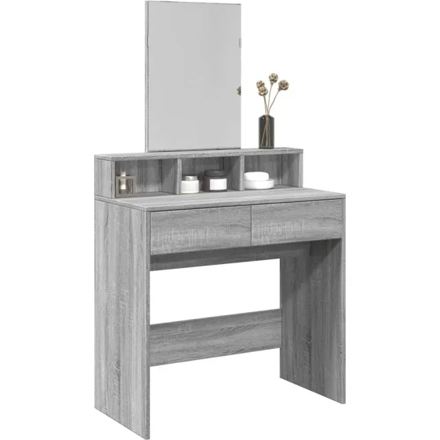 GranMaison Kaptafel Met spiegel - Make up tafel - Make up - Toilettafel - Met lades - Kaptafels - 80x41x144,5 cm - Grijs