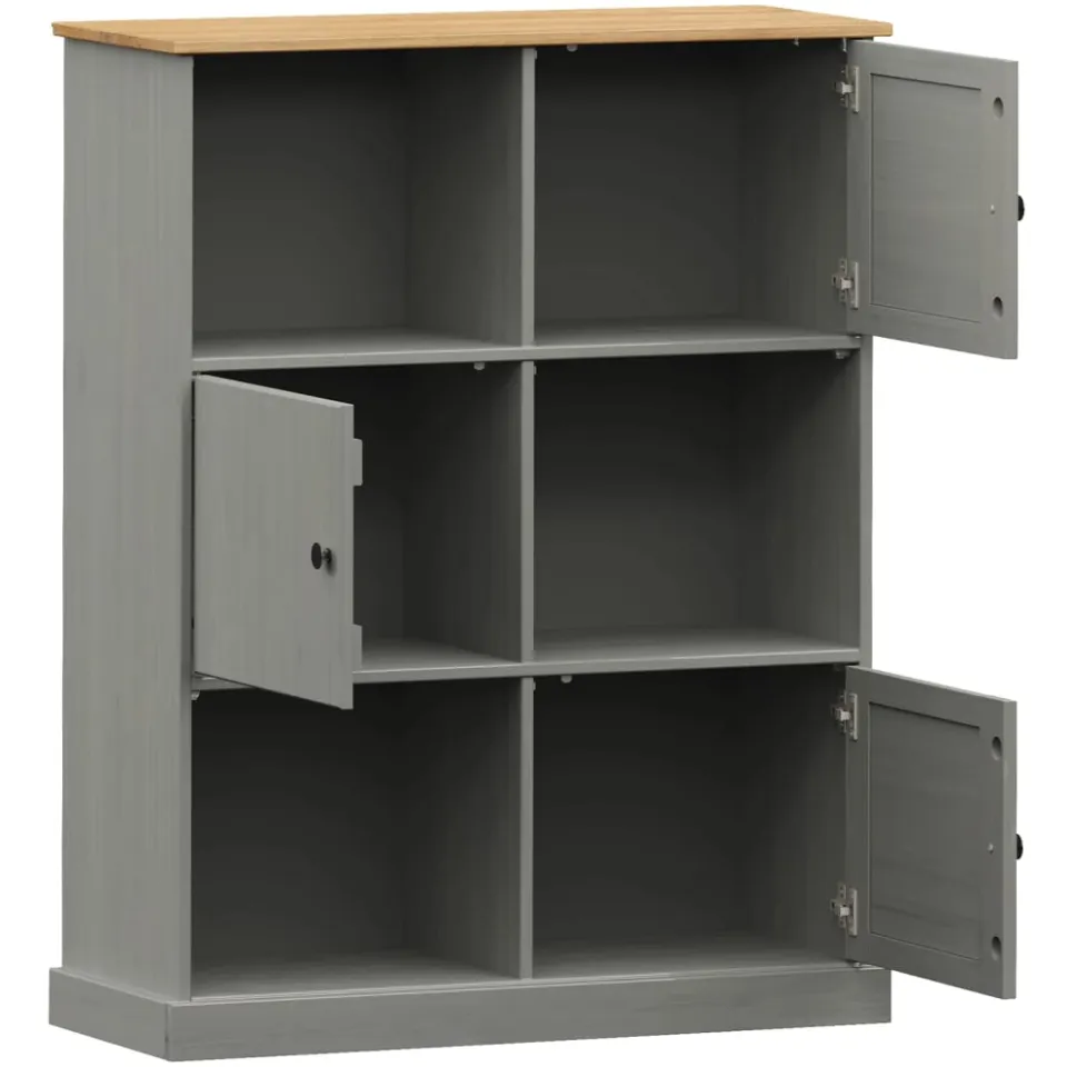 vidaXL Boekenkast VIGO 90x35x114,5 cm massief grenenhout grijs, foto 4