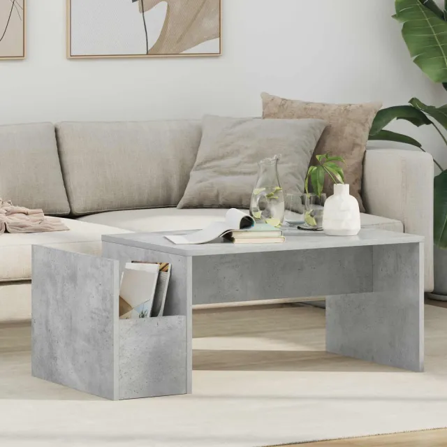 vidaXL Salontafel Beton Grijs 90 x 45 x 35 cm Bewerkt hout, foto 2