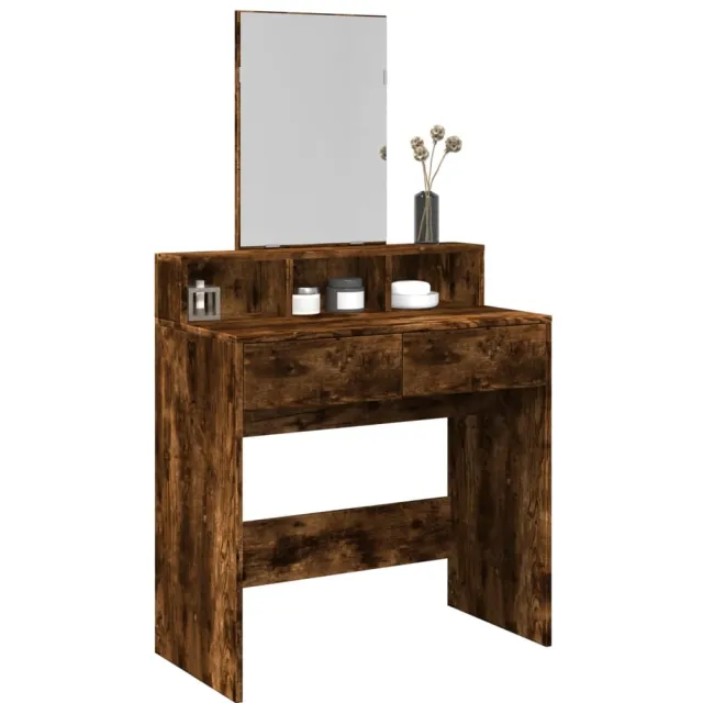 vidaXL Kaptafel met spiegel 80x41x144,5 cm gerookt eikenkleurig Bruin