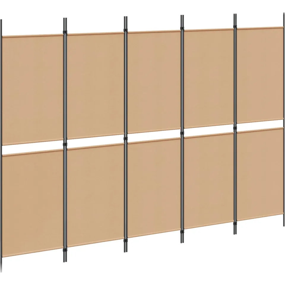 vidaXL 5-Panel Room Divider Beige 250 x 180 cm Stof, foto 3