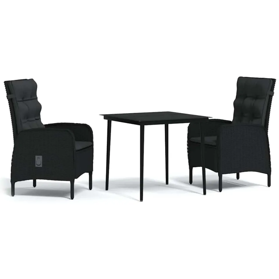 vidaXL 3-delige Tuinset met kussens zwart, foto 3