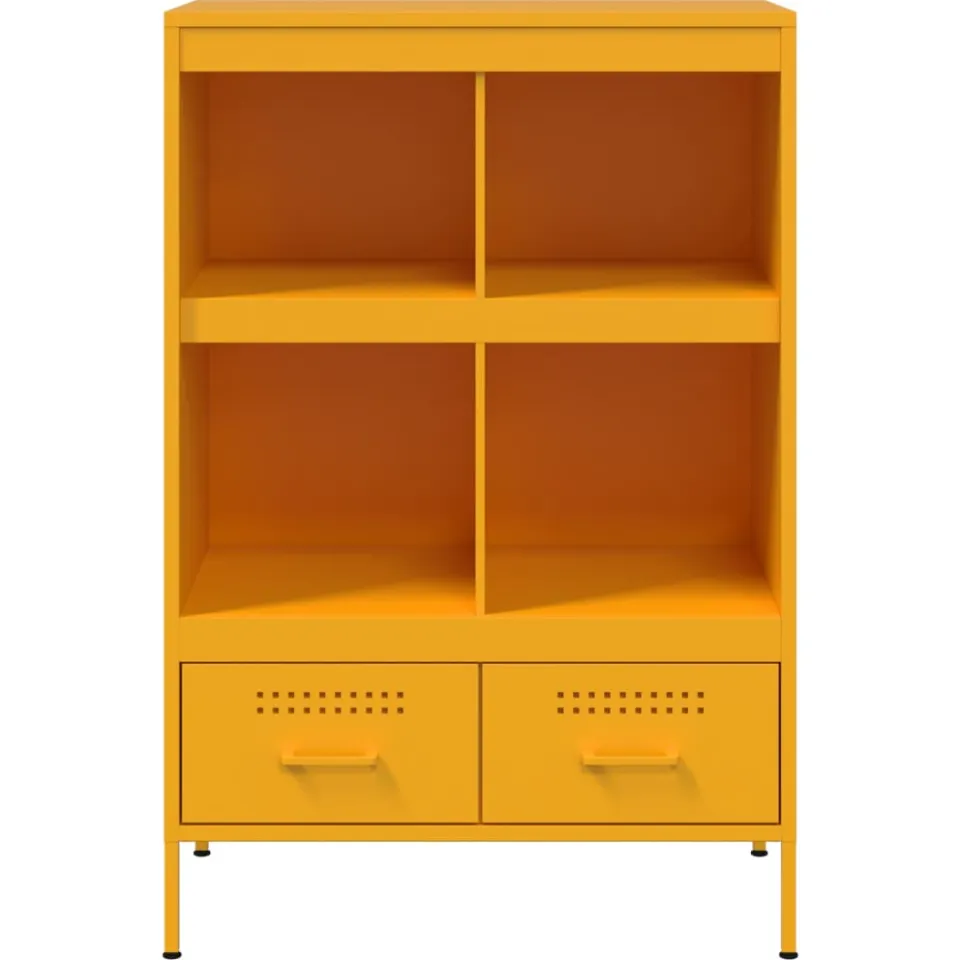vidaXL Hoge kast 68x39x101,5 cm staal mosterdgeel, foto 4