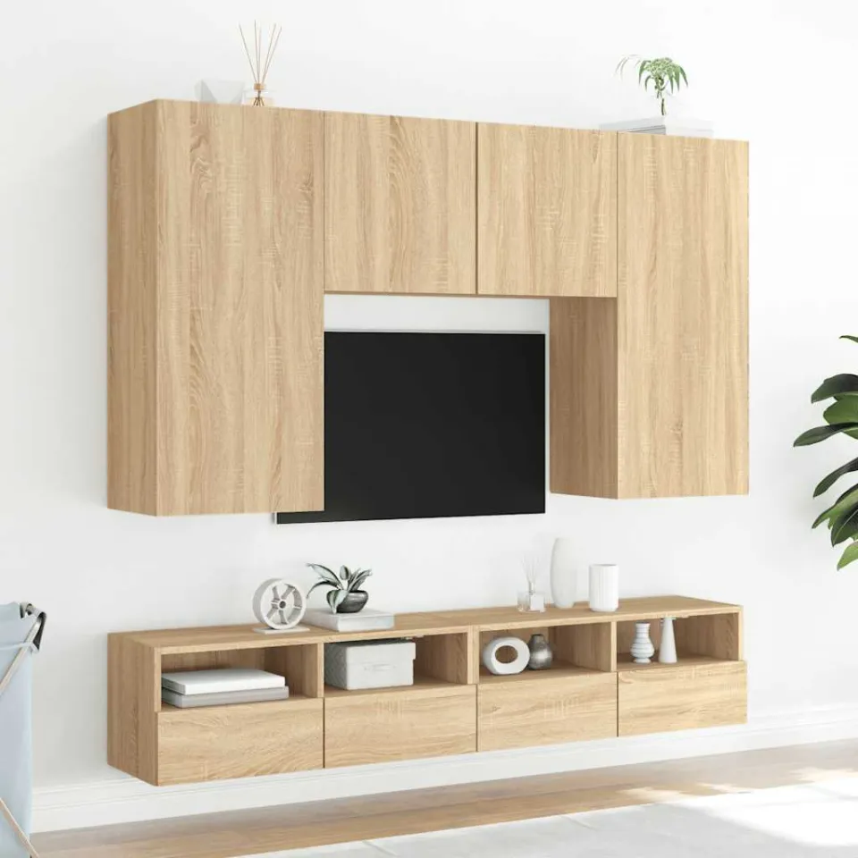 vidaXL Tv-wandmeubels 2 st 100x30x30 cm hout sonoma eikenkleurig, foto 4