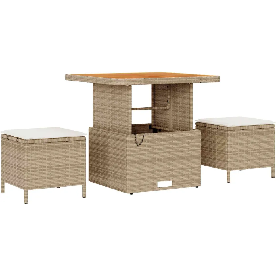 vidaXL Tuinbankenset 10 st Beige poly rattan, foto 4