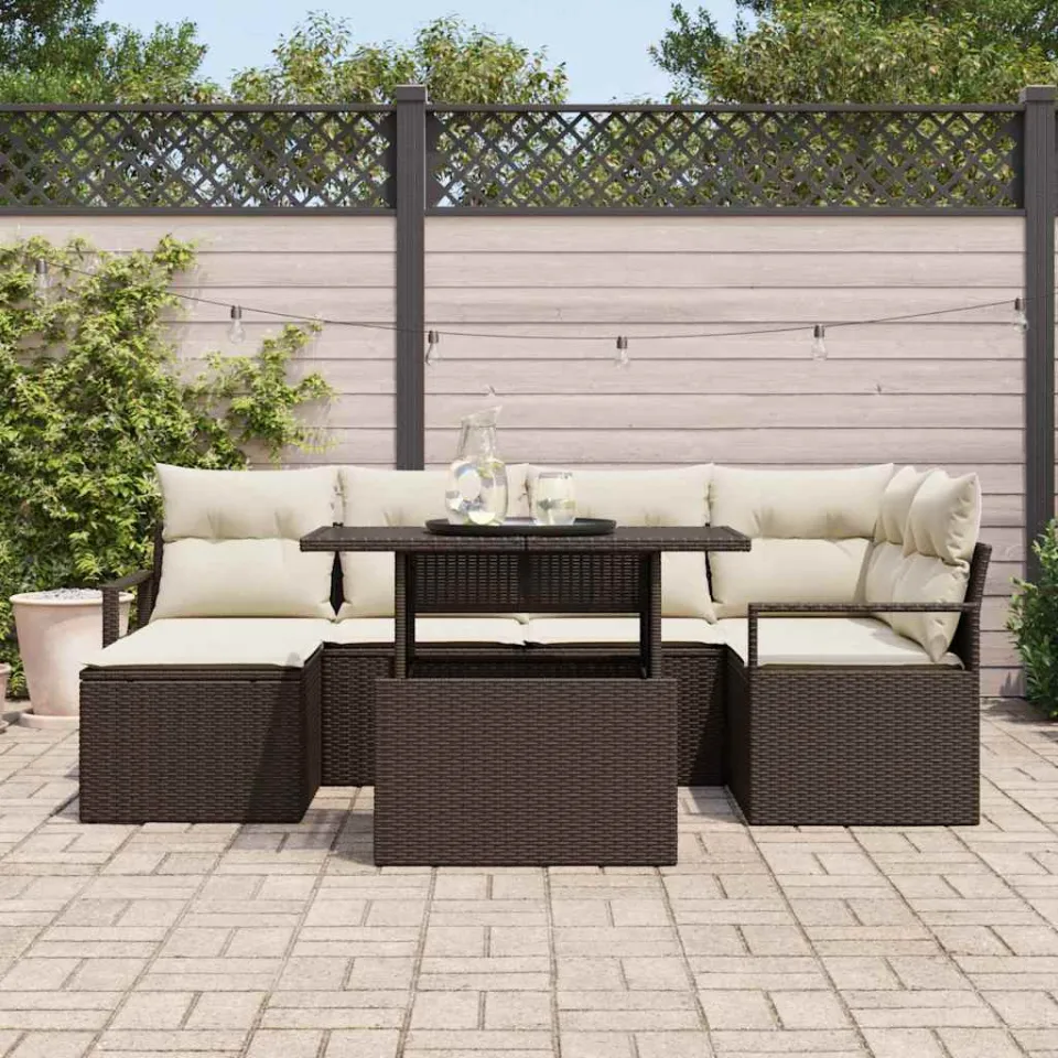 vidaXL Tuin Sofa Set 7 st Bruin Poly riet, foto 3