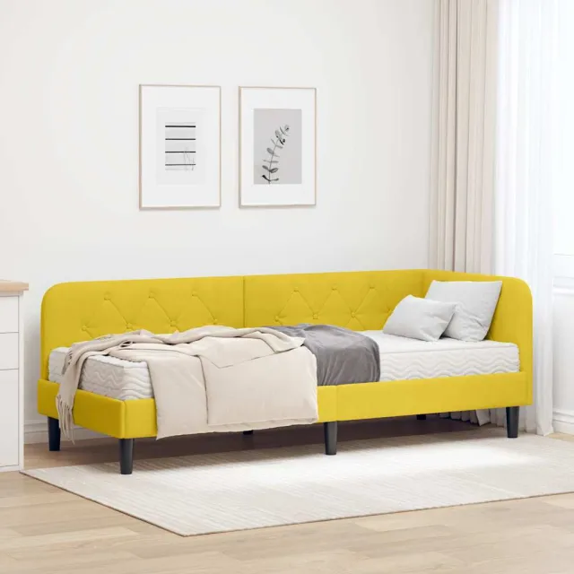 vidaXL Hoekbedframe Geel 80 x 200 cm Fluweel
