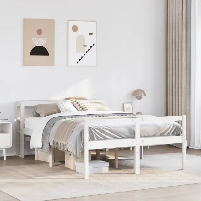 vidaXL Bedframe 2 st Wit 120 x 190 cm Massief Vurenhout