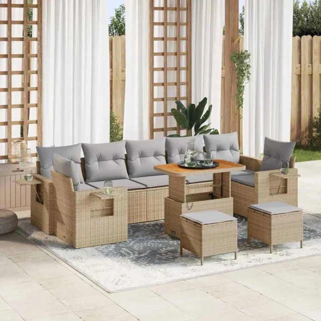 vidaXL Tuin Sofa Set 10 st Beige poly rattan, foto 2