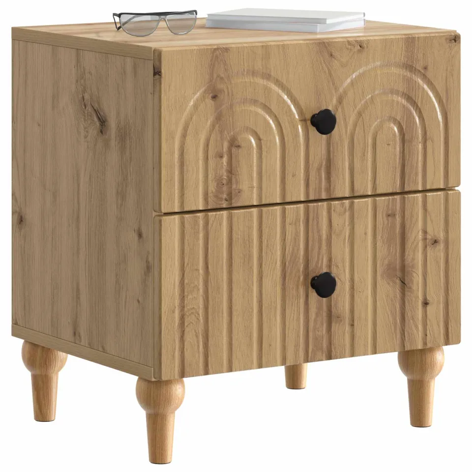 vidaXL Nachtkastje Artisanaal eiken 43 x 34,5 x 48 cm Bewerkt hout Bruin