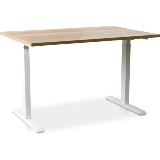 Multi Ratio Zit-sta bureau snelslinger verstelbaar - MRC FAST FLEX | 140 x 80 cm | frame wit - blad robuust eiken Wit frame | Robuust eiken blad