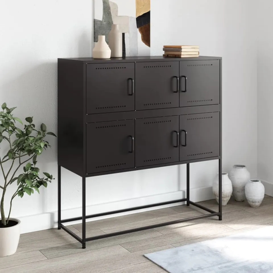 vidaXL Dressoir 100,5x39x107 cm staal zwart, foto 3