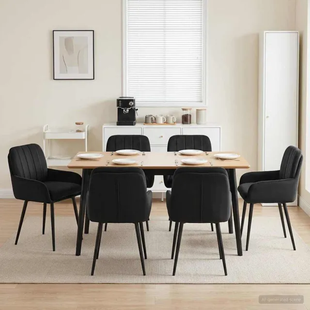 vidaXL Eettafelstoelen 6 st fluweel Zwart 59 x 59,5 x 90 cm
