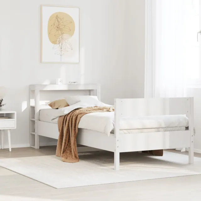 vidaXL Bedframe zonder matras massief grenenhout wit 75x190 cm