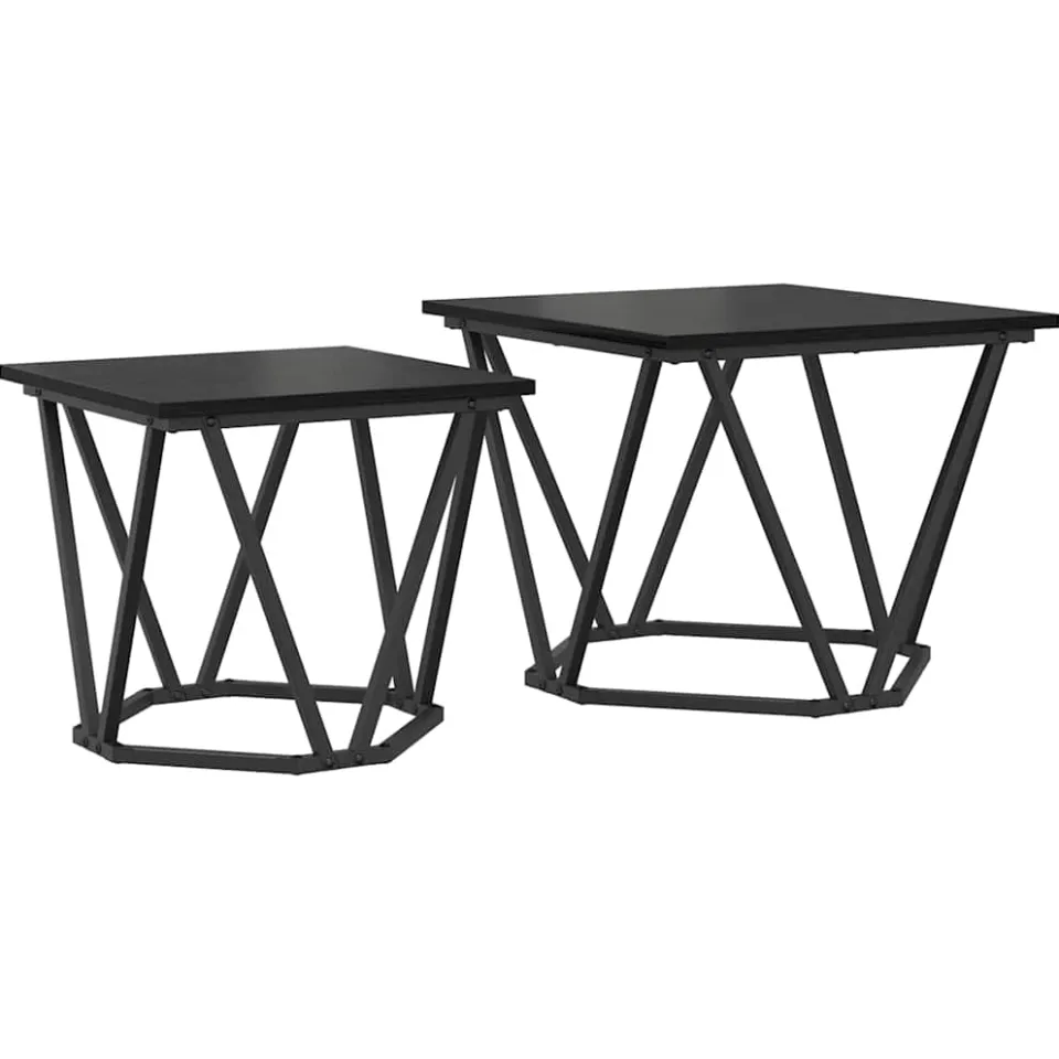 vidaXL Bijzettafelset 2 st Zwart Eiken 50 x 50 x 40 cm, foto 3