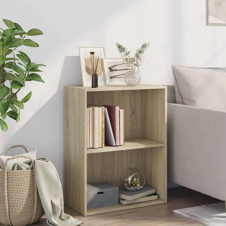 vidaXL Boekenkast 2 schappen 60x30x76,5 cm bewerkt hout sonoma eiken, foto 3