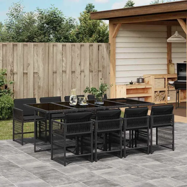 vidaXL 9-delige Tuinset poly rattan zwart, foto 2