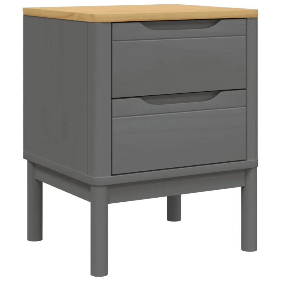 vidaXL Nachtkastje FLORO 45x39x57 cm massief grenenhout grijs