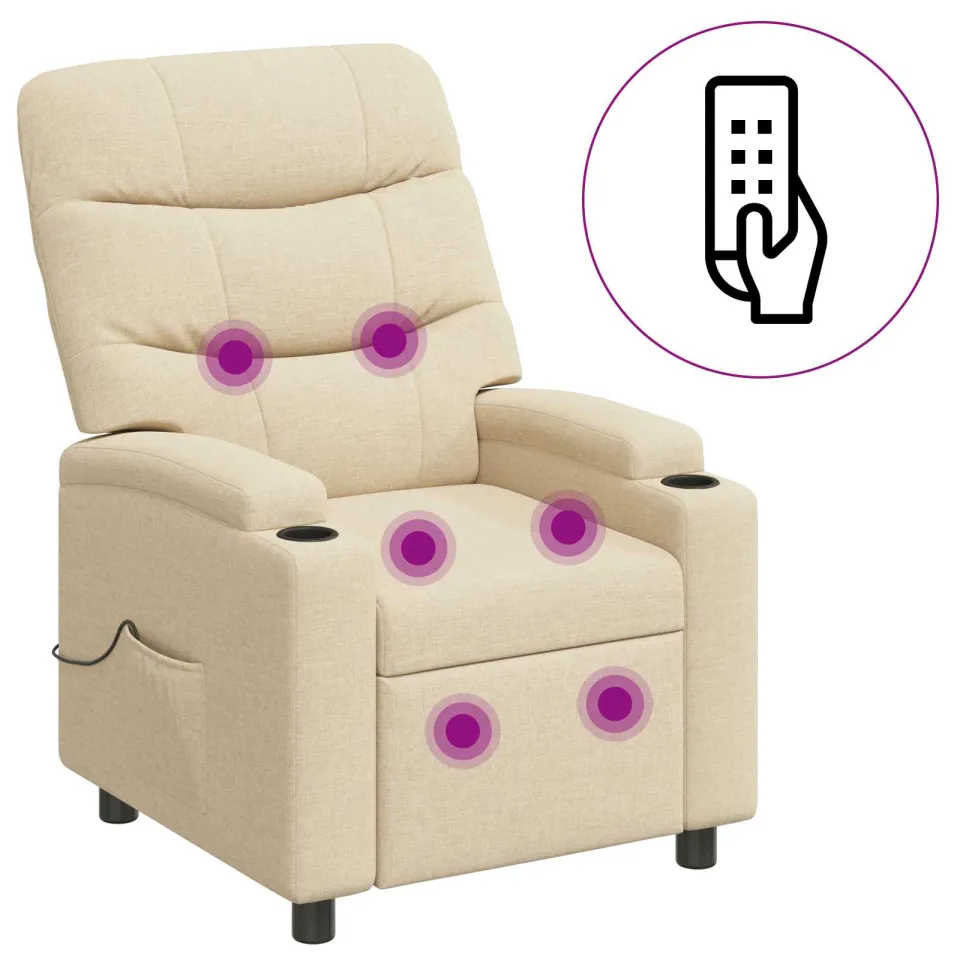 vidaXL Massage-relaxstoel Crèmekleurig 75 x 93 x 102 cm Stof, foto 3