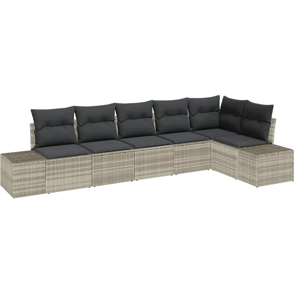 vidaXL Tuin Sofa Set 6 st Lichtgrijs poly rattan, foto 4
