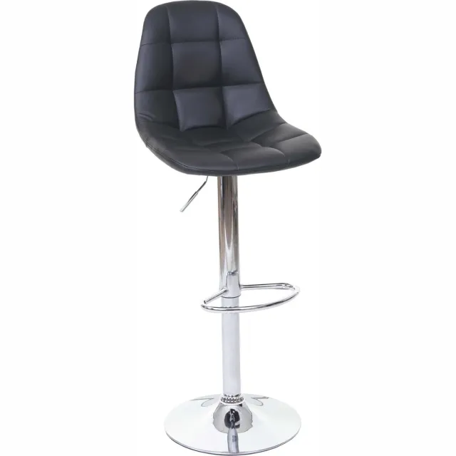 MCW Barkruk MCW-A67, barkruk tegenkruk ~ zwart kunstleer, voet chroom