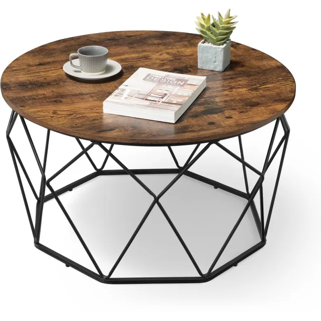 Vasagle Salontafel - Bijzettafel - Stalen Frame - Industrieel - Woonkamer Slaapkamer Werkkamer Vintagebruin-Zwart