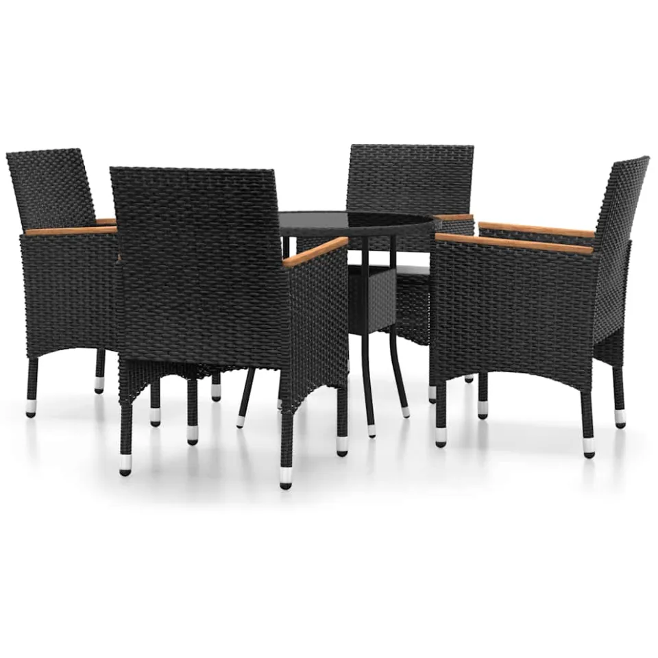 vidaXL 5-delige Tuinset poly rattan zwart, foto 3