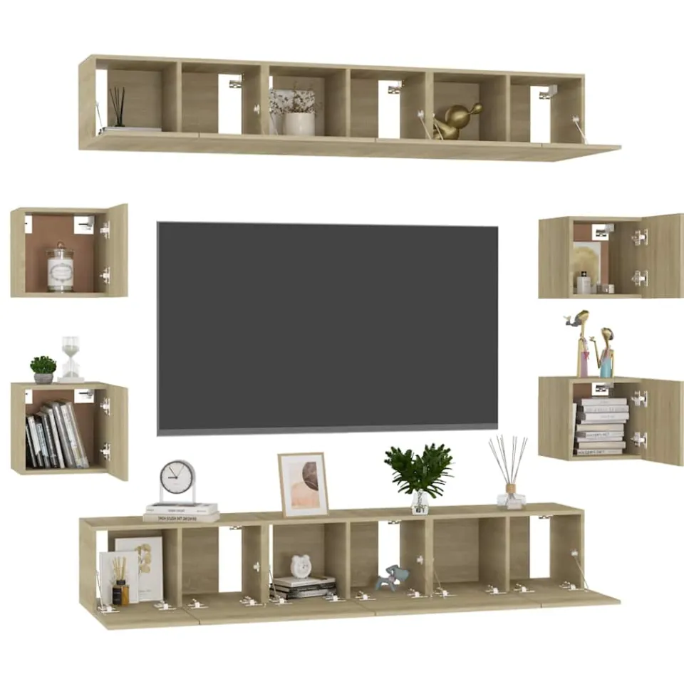 vidaXL 10-delige Tv-meubelset bewerkt hout sonoma eikenkleurig